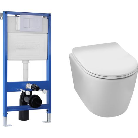 BALNEO - pack bâti-support encastré STANDARD + cuvette WC LUXA TORNADO - ensemble pour toilette (1/5)