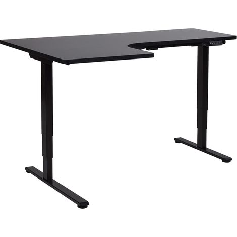 Eckschreibtisch elektrisch höhenverstellbar DESTINES 160 cm x 109 cm Schwarz linksseitig (1/5)