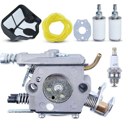 Carburador LinDuxe 530071987 para motosierra Husqvarna 136, 137, 141, 142, 36 y 41 con filtro de aire, junta de línea de filtro de combustible, piezas de repuesto para bujías Walbro WT-834, WT-657, WT (1/4)