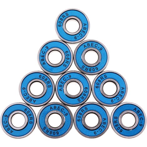 10 pièces abec-9 608rs roulements de roue de patin à roulettes sceller roulements à billes bleu (1/5)