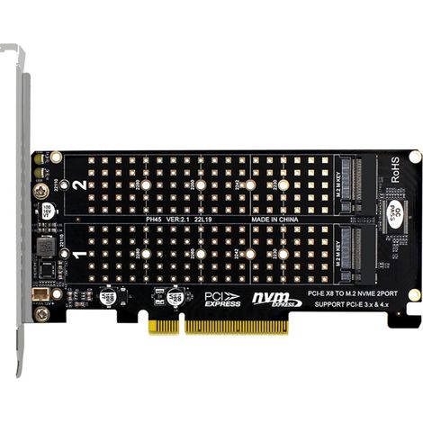 Adaptateur NVME PCIE M.2 M-key vers PCIE 8x avec support de montage pour carte mère de bureau (1/5)