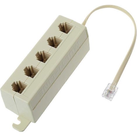 Répartiteur téléphonique RJ11, prise mâle 6P4C vers prise femelle 6P4C à 5 voies, adaptateur modulaire blanc (1/5)
