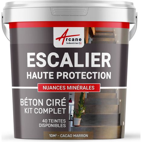 Béton ciré escalier, kit complet - 10 m² (en 2 couches) Cacao Marron - ARCANE INDUSTRIES
