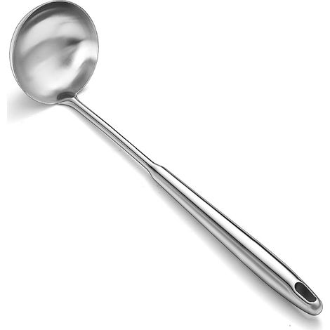 Louche à soupe en acier inoxydable – Louche extra profonde de grande capacité avec long manche creux, passe au lave-vaisselle, facile à nettoyer, idéale pour la soupe, le ragoût, le bouillon et (1/5)