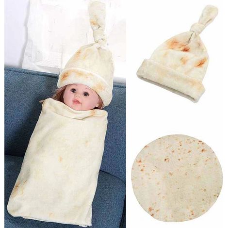 Couverture bébé avec capuche, douce et respirante, à motif tortilla rond, pour bébés de 0 à 6 mois, 85 x 85 cm / 33,5 x 33,5 pouces (1/5)