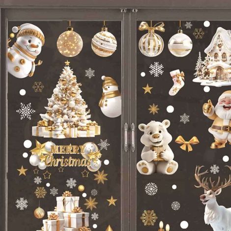Décorations de Noël, autocollants pour vitres de Noël, double face, réutilisables, mignons, pour les fêtes d'hiver, pour la décoration de la maison des enfants (1/5)