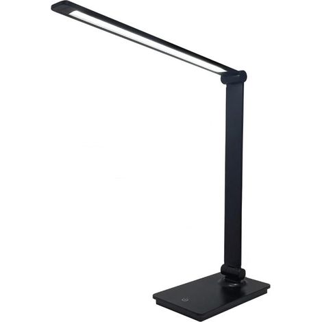 Schwarze LED-Tischlampe mit USB-Aufladung, 3-stufig dimmbares weißes Licht, augenschonende und energiesparende Lampe für Schlafzimmer, Studium und Arbeitsplatz (1/5)