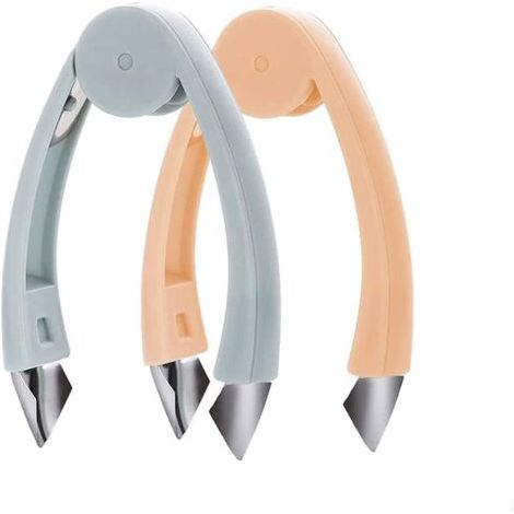 BUNTHAUS 2pcs Décortiqueur de Fraises en Forme de V, Trancheur de Fraises, Acier Inoxydable Fruit Corer Cuisine Outil, Coupeananas en Acier Inoxydable pour les Yeux d'ananas et la Tige de Légumesfruit (1/5)