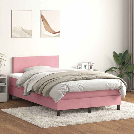 Boxspringbett mit Matratze & LED Rosa 120x220 cm Samt