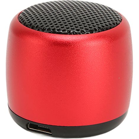 Mini enceinte Bluetooth rouge avec caisson de basses puissant, rechargeable par USB et portable en métal pour téléphone et tablette. Compatible avec téléphones et tablettes. (1/5)