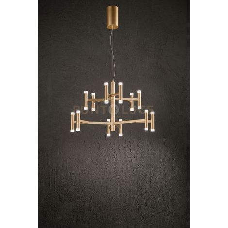 Sospensione in metallo e alluminio  oro opaco Candles LED 68W 3000K CRI80 220-240V 50/60Hz 4690Lm biemissione dimmerabile