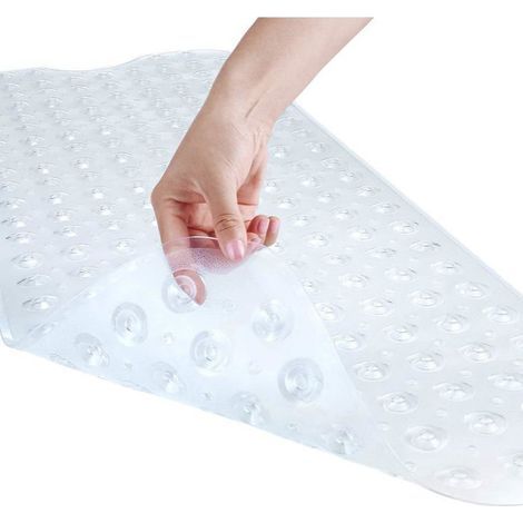 Extra-large non-slip bath mat with suction cups (40 x 16 inches), transparent