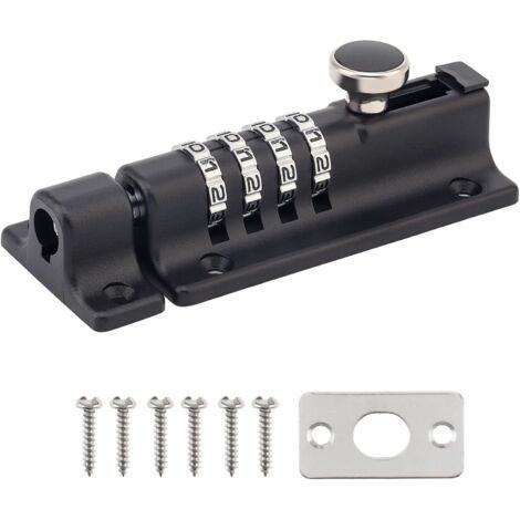 Serrure de porte à combinaison, serrure à code, serrure à combinaison pour chenil, grange, abri de jardin, entrepôt, noir (1/4)