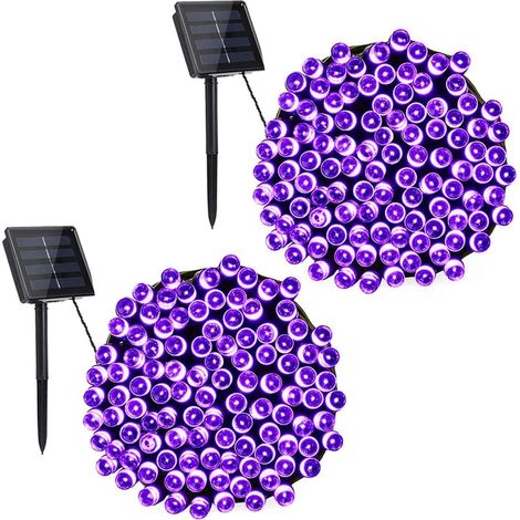 Pack de 2 72ft 200 LED extérieure solaire Flash, étanche solaire arbre lumière (violet) (1/5)