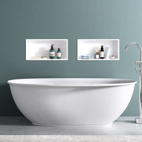 doporro Nicho de pared baño blanco 30 x 60cm repisa de ducha alicatable acero inoxidable repisa de ducha montaje oculto