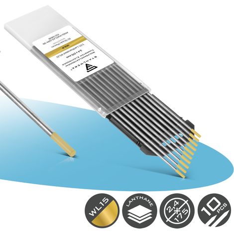 STAHLWERK Électrodes en tungstène / Électrodes de soudage 2,4 x 175 mm WL15 or Set de 10 pièces