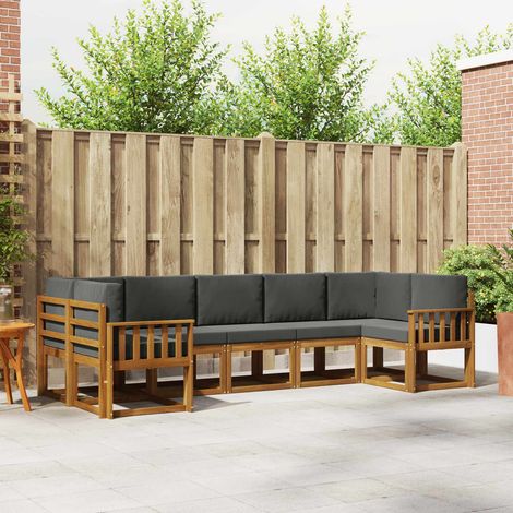 vidaXL Conjunto de sofás de exterior 7 uds. Natural y Antracita (1/5)