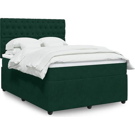 Boxspringbett mit Matratze Dunkelgrün 160x200 cm Samt