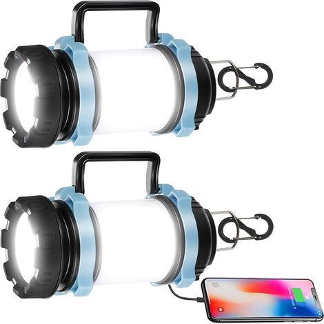 Lampe Camping Rechargeable, Lanterne Camping LED, Alimentée par Batterie, Lampe de Camping Portable et Lumineuse Pour les Urgences, les Randonnées en Plein Air et les Pannes de Courant (1/5)