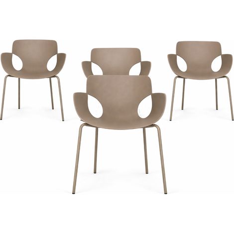 Lot de 4 chaises avec accoudoirs LENNOX – Intérieur-extérieur-Taupe (1/5)