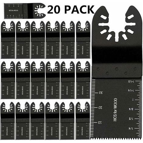 Lot de 20 Lames de Scie Oscillantes Universelles, multitool plus 34 mm Lame Outil Multifonction Précision À libération rapide Lames de scie oscillantes Pour Bosch Bois Plastique Métal Clous, Ensoleill (1/5)