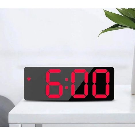 Réveil numérique LED, horloge de bureau moderne, rouge (1/4)