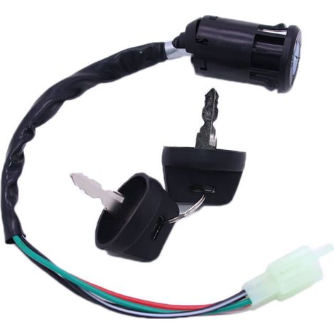 4 broches mâles Plug centres commutateur à clé, moto universel Start Interrupteur d'allumage, étanche Serrure à clé Interrupteur d'allumage (noir) (1/4)