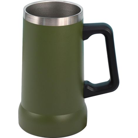 Chope à bière isotherme avec poignée - 710 ml - En acier inoxydable - Grand gobelet isotherme en métal - Né pour la fête de la bière (vert) (1/5)