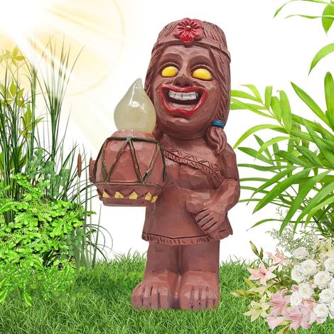 Statue Hawaii de Jardin avec Lanterne Solaire - Lumières Solaires pour (1/5)