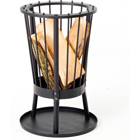 braciere per legna barbecook "modern ronda" in acciaio nero, diametro 42,5 cm