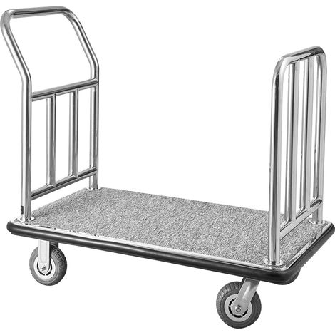 VEVOR Hotelgepäckwagen, 340 kg Tragkraft, Plattformwagen mit abnehmbarem Vorderrahmen, Parkservicewagen mit Teppichboden & 15 cm großen Gummirädern, ideal für Hotels, Eigentumswohnungen, Resorts
