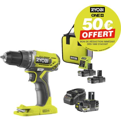Perceuse-visseuse RYOBI 18V One+ R18DD2 - 2 batteries 2,0Ah et 1 batterie 4,0Ah - 2 chargeurs (1/3)