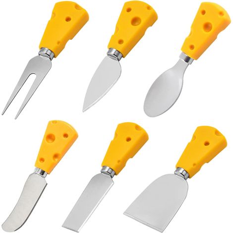 Couteau A Fromage - Set De 6 Pièces En Acier Inoxydable Avec Manche En Plastique - Pour Dégustation Familiale Ou Événements Festifs - 6 Pièces (1/5)