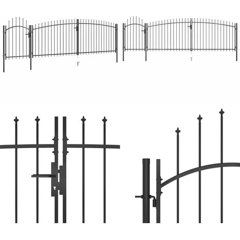 vidaXL Portail de clôture de jardin avec dessus en lance 5x2 m Noir