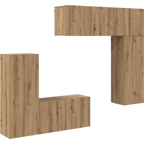 Maison Exclusive - TV-Wandmöbel 5 Stk. Artisan-Eiche Holzwerkstof (1/5)
