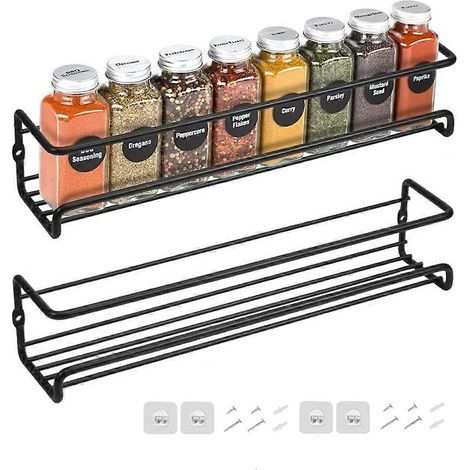 Set of 2 metal spice racks (2025), single-tier wall-mounted spice organizer (1/5)