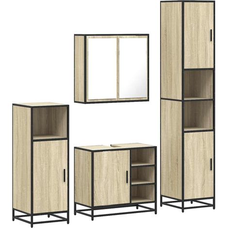 Maison Exclusive - 4-tlg. Badmöbel-Set Sonoma-Eiche Holzwerkstoff