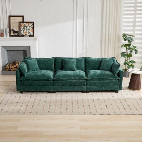 Canapé Cloud une place (pouf non inclus), canapé d'angle moderne, idéal pour le salon, la chambre et l'appartement, coussin d'assise double couche confortable, tissu chenille respirant (1/5)