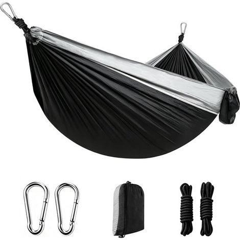 Ultraleichte Camping-Hängematte 300 kg Tragkraft 270 x 140 cm Sonnenschirm atmungsaktives und schnelltrocknendes Nylon inkl baumschonender Gurte (1/5)