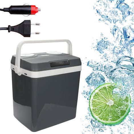 Wolketon Glaciere électrique, portable Boîte réfrigérante  12V / 230V Boîte chauffante thermoélectrique - Mode éco - Voiture et Prise de Courant - 25 L