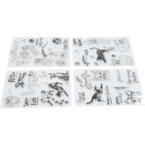Lot de 4 pochettes à gaufrer en silicone pour animaux de compagnie, idéales pour la création de pochettes à gaufrer, albums photo et cartes de scrapbooking.