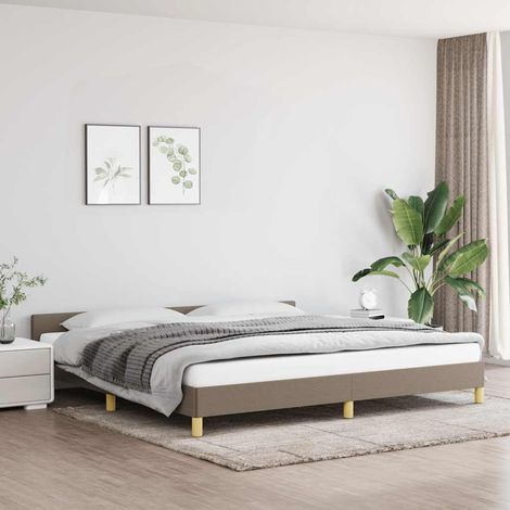 Lit double pour adulte avec tête de lit - Cadre de lit Taupe 200x200 cm Tissu BV754286 - BonneVie (1/5)