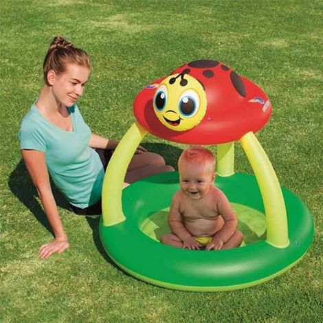 TRADE SHOP - Piscina Gonfiabile Coccinella Con Parasole 91 X 84 Cm 23 L Per Bambini - (1/3)