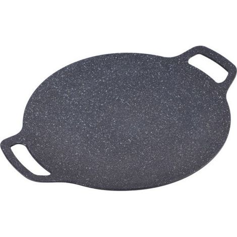 GOTOTOP Poêle à gril coréenne (34cm) Coréen Grill Pan Round BBQ Griddle Ridged Texture Pour Barbecue sport popote 34 cm/13,4 38 cm (1/5)
