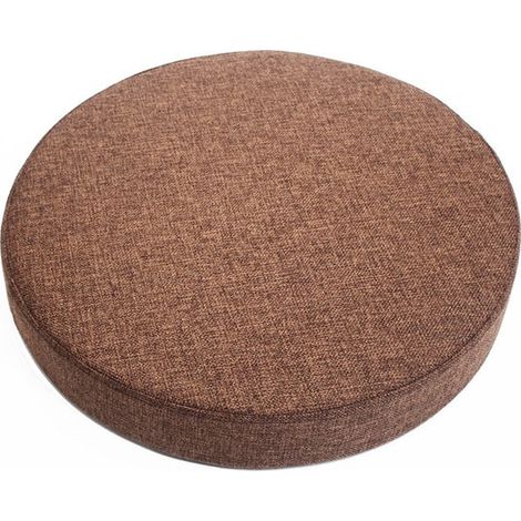 Coussin d'assise rond - 40 x 40 cm - Marron - Coussin de chaise d'extérieur - Coussin de tabouret doux et confortable - Coussin de chaise amovible (1/5)