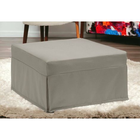 Talamo Italia Cama plegable Ancilla, Puf convertible en cama individual, 100% Made in Italy, Puf de tela para salón, Cm 80x80h45, Tórtola, con embalaje reforzado (1/5)