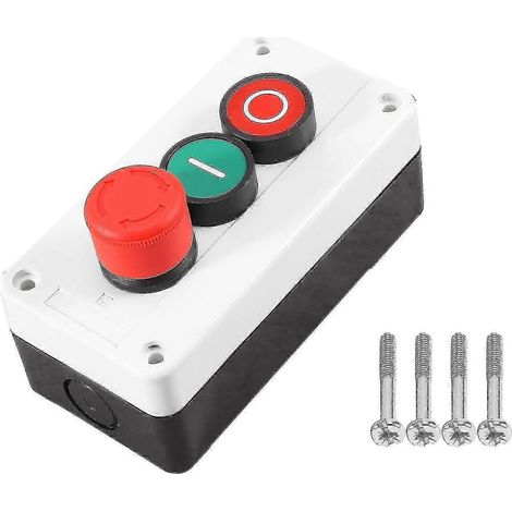 Interrupteur à bouton-poussoir momentané rouge/vert Nc, arrêt d'urgence, 600 V, 10 A (1/5)