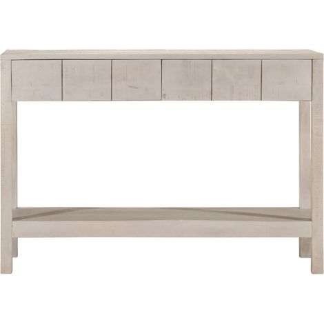 Table console,Table d'appoint,Bout de canapé blanc 110x35x75 cm bois de manguier solide CFW74093 (1/5)