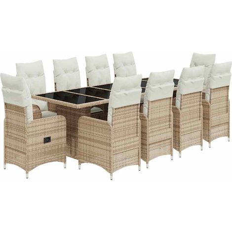 Maison Exclusive - 11-tlg. Garten-Bistro-Set mit Kissen Beige Pol (1/5)