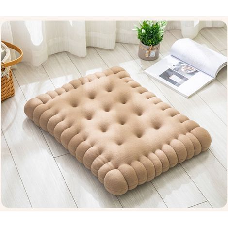 Coussin de Chaise Épais et Moelleux en Forme de Biscuit, 40x45cm, Confort Élastique pour Bureau, Salle à Manger ou Canapé, Couleur Beige (1/5)